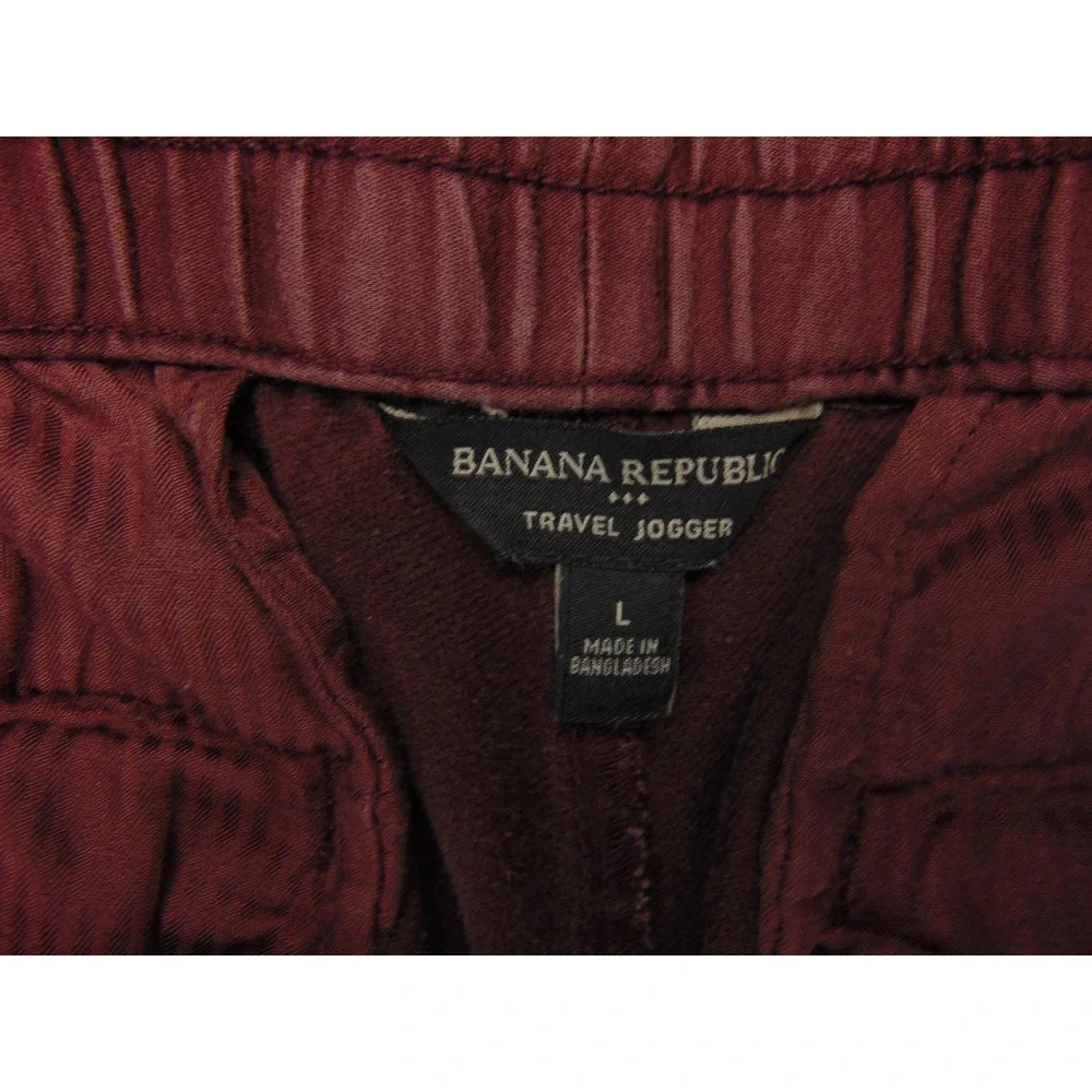 Banana Republic Travel Jogger Men Large Red Solid Elastic Waist Drawstring Pants